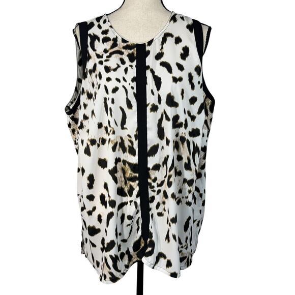 Vince Camuto 2X-Large Tunic Top Leopard Print Sleeveless Semi-Sheer Slits Multi - Picture 1 of 7